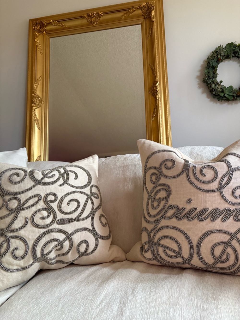 Rare Jonathan Adler LSD + Opium Linen Beaded Pillow Set